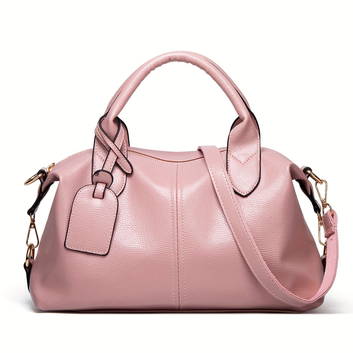 Stylish shoulder bag with removable strap and zip closure, perfect for everyday use.