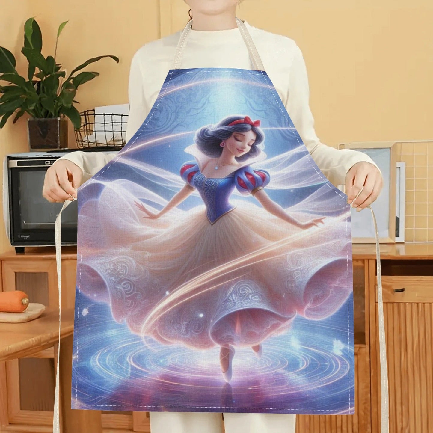 Shiny Polyester| Disney Cinderella Waterproof Apron - Enchanting Princess Pattern, Strong Polyester Material, Perfect for Home, Restaurants, Bakeries & Food Industry