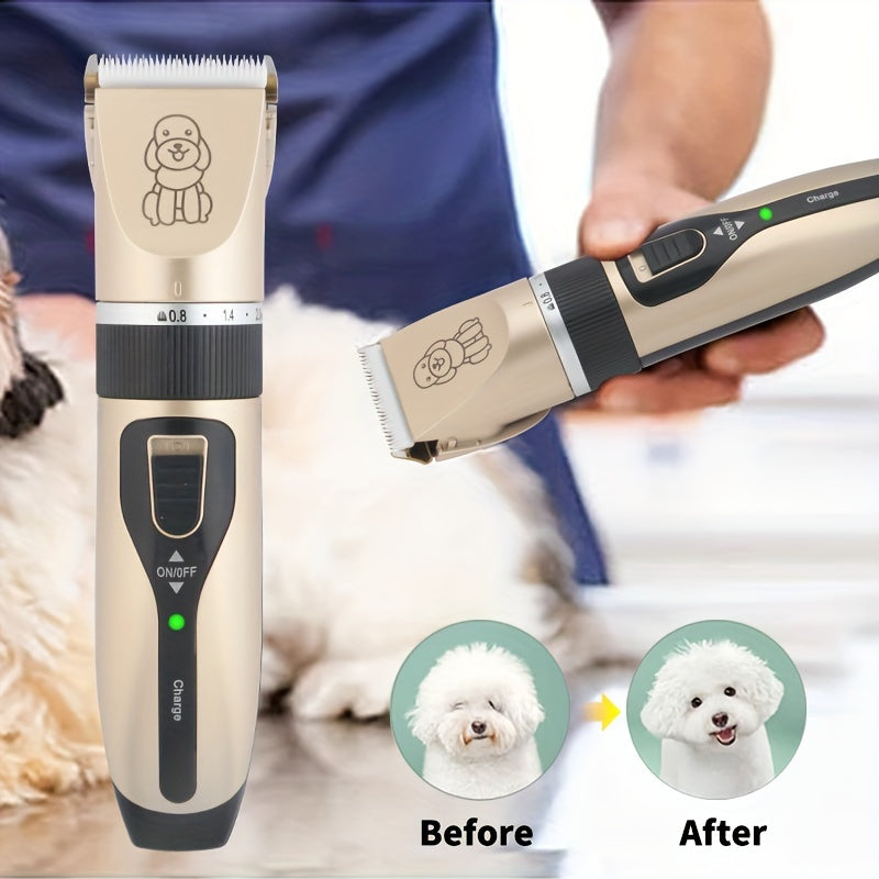 Professional Pet Grooming Kit - Quiet Cordless Hair Trimmer with USB Rechargeable Battery, Safe for All Pets