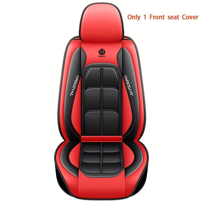 Premium PU leather car seat cover for sedans & SUVs in stylish red & black design with "Original" script. Durable, comfortable, and fits cars perfectly. Upgrades vehicle interior with