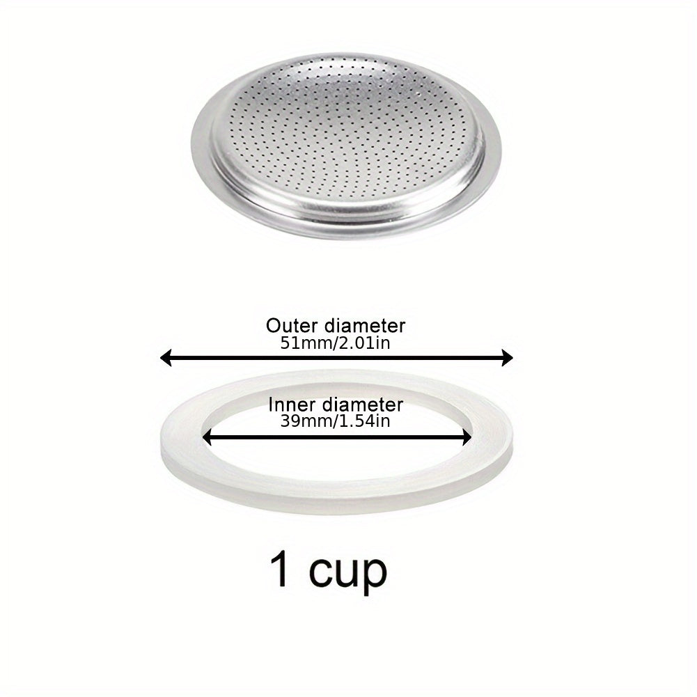 Replace your Moka Pot and Espresso Maker's sealing gasket and coffee filter mesh with 1pc URTUE Silicone Replacement Parts, essential accessories for a perfect brew.