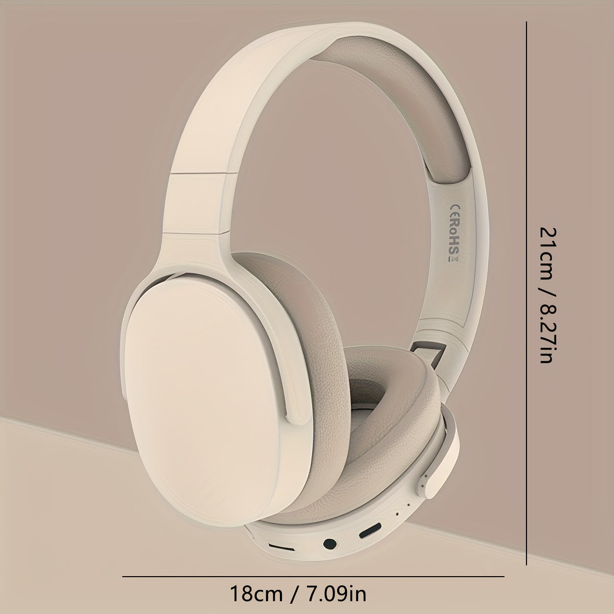 Wireless earphones with AUX port, foldable design for various uses, wireless connectivity and volume control.