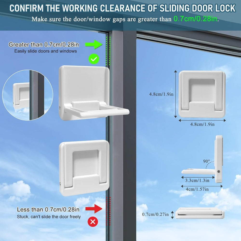 Childproof Sliding Door/Window Locks - Protect Your Pets too! - Reliable Security for Glass Doors, Windows, Closets - Quick and Simple Installation, No Electricity Required - Set of 2 in White