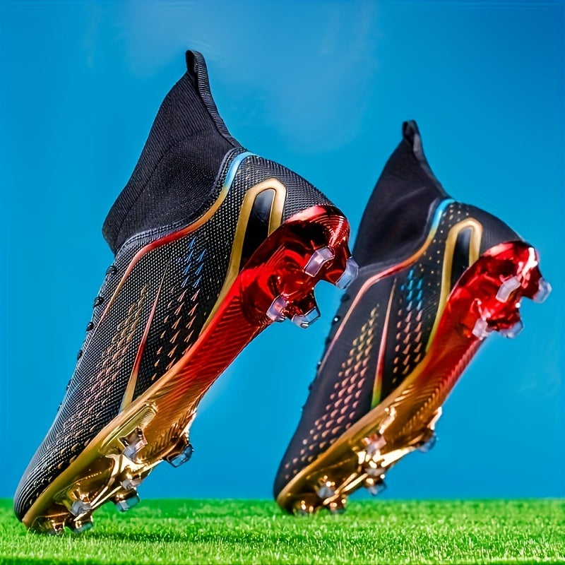 Men's soccer cleats with fabric upper and TPU sole. Hand washable, solid color, all-season athletic footwear for male players.