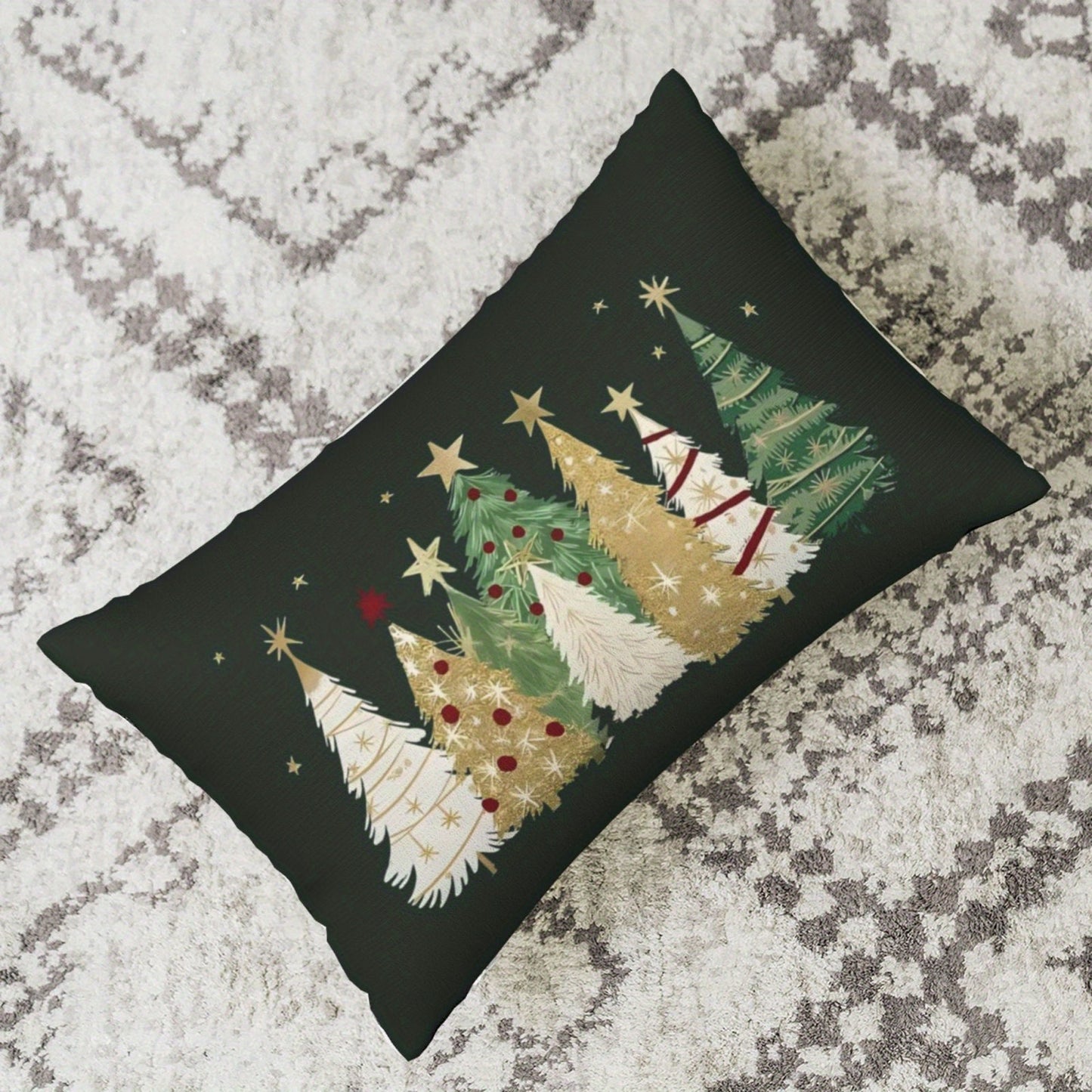 Get 2 Christmas Tree Pillow Covers (1pc), each measuring 50*30cm. These covers are made of green polyester in a contemporary style with a zipper closure. They are machine washable and perfect for decorating your living room or bedroom sofa cushions.