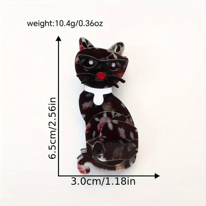 Stylish Korean acrylic animal brooch with a flower design in cat shape, perfect for adding a fashionable touch to your clothing accessory collection.