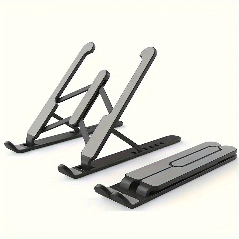 Portable and foldable adjustable laptop stand with multiple angles suitable for laptops 10-43.18 cm in size.