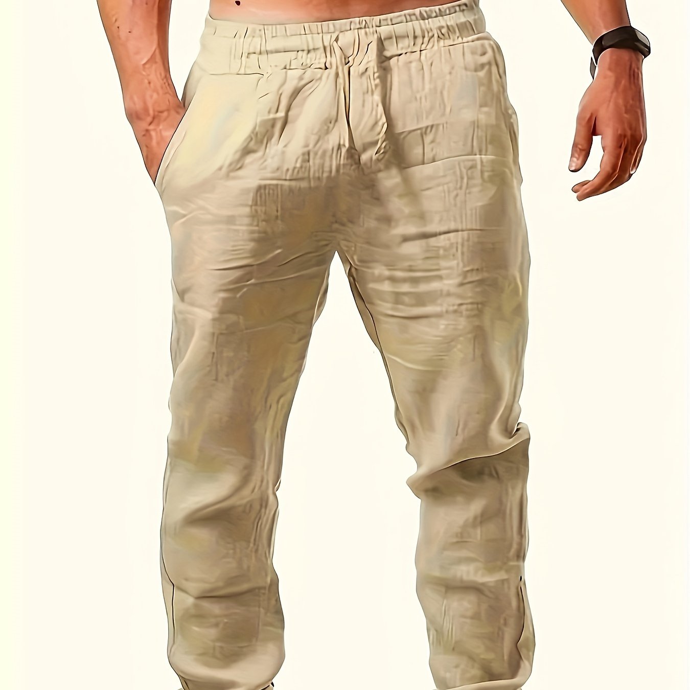 Breathable and comfortable loose-fit cotton pants for plus size men, ideal for spring and autumn