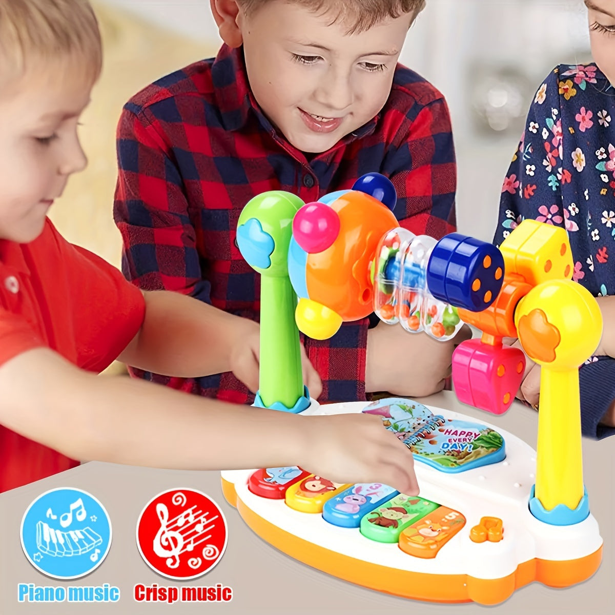 Musical Keyboard Toy for Kids with Ferris Wheel Design - Play Rhythms and Songs, Interactive Learning, Great Gift for Holidays - Available in Blue, Red, and Yellow