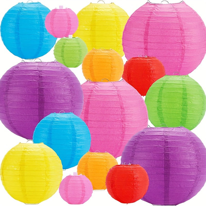 Colorful paper lanterns in traditional Japanese style for home, parties, weddings, festivals, and Halloween - no electricity required. Available in multiple sizes.