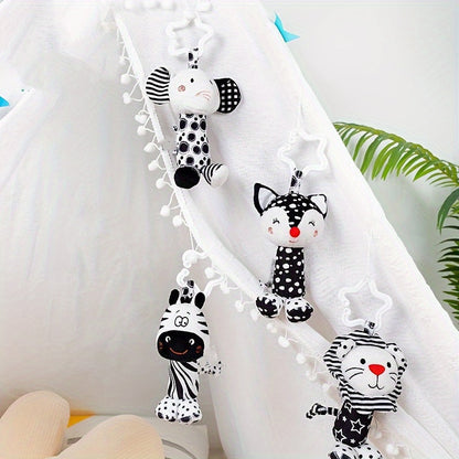 [Top Pick] Kids' Soft Wind Chime Toy - Black & White, Made of Polyester, Perfect for Hanging in Car, Drum Shaped Toy