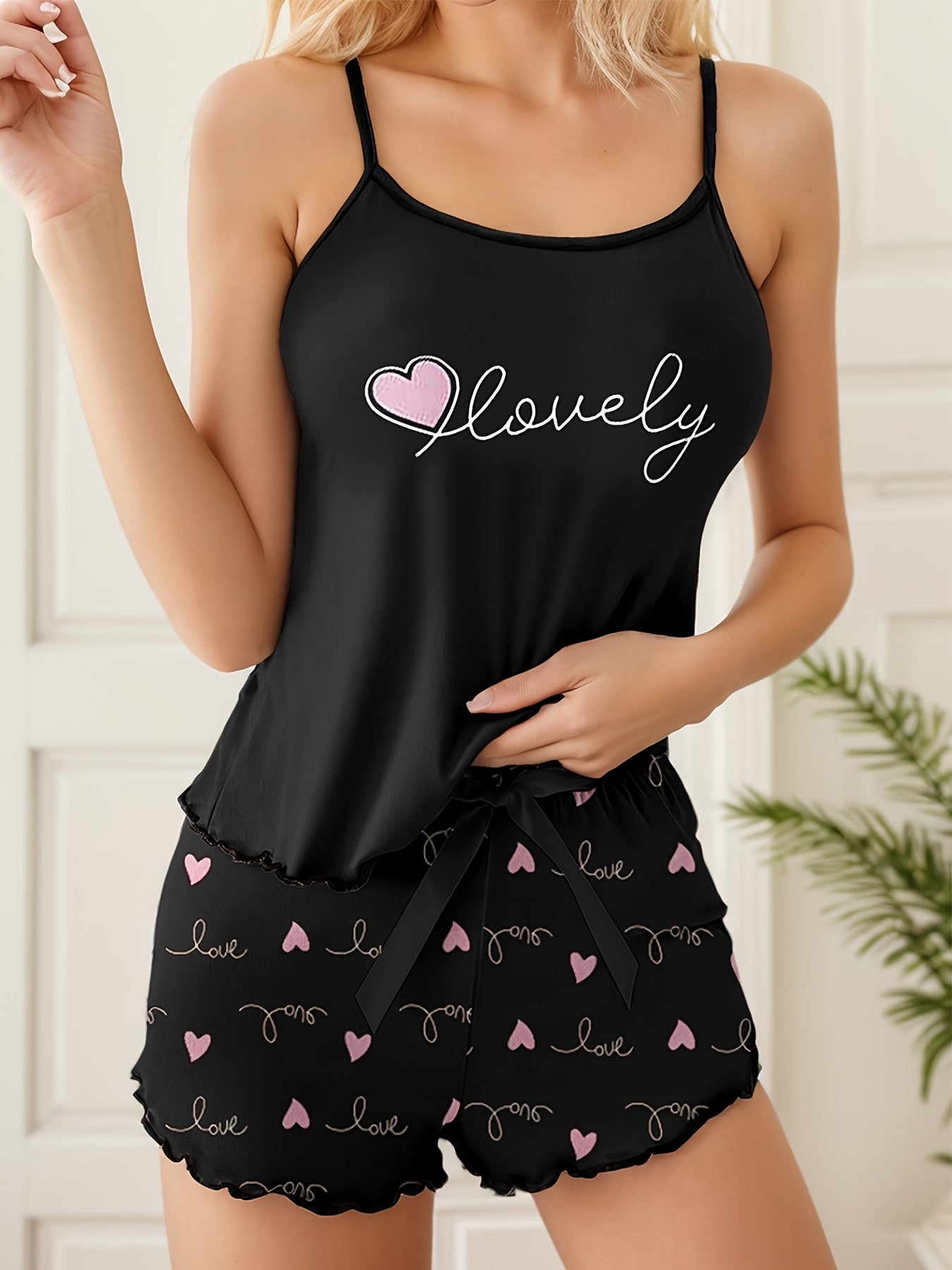 Valentine's Day matching set for couples with heart print.