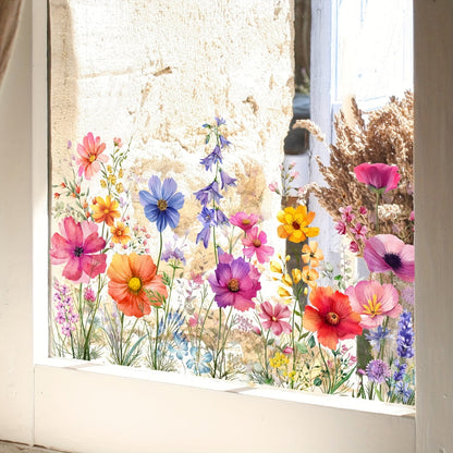 Modern Floral Glass Decals: DJ3064-YL - 60cm x 30cm, Can be reused, 5mil Thickness, Ideal for Windows and Mirrors