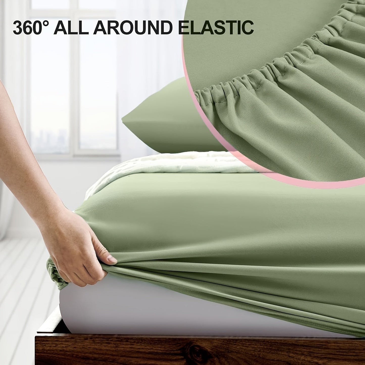 Ultra-Soft Luxury Green Fitted Sheet made from Breathable Brushed Microfiber with Deep Pockets - Ideal for All Bed Sizes