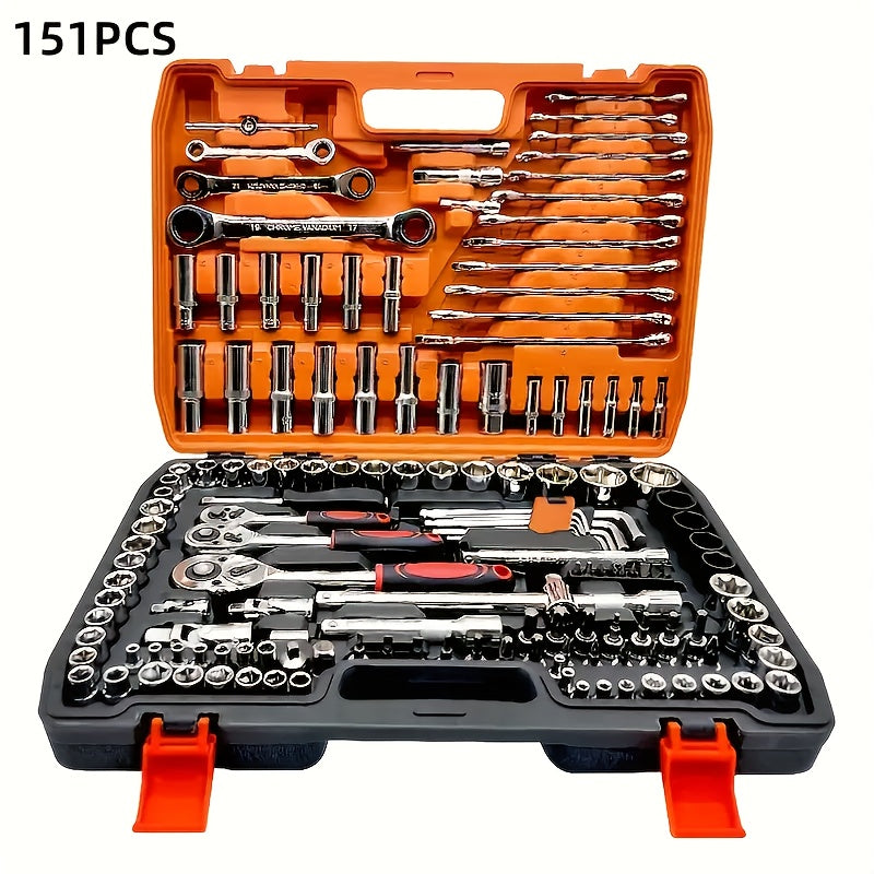 151pcs/46pcs Professional Automotive Master Tool Set - High-Quality Tool Kits for Car, Bicycle, And Motorcycle Care - Compact, Portable, Comprehensive Solution with Ratchet Wrench