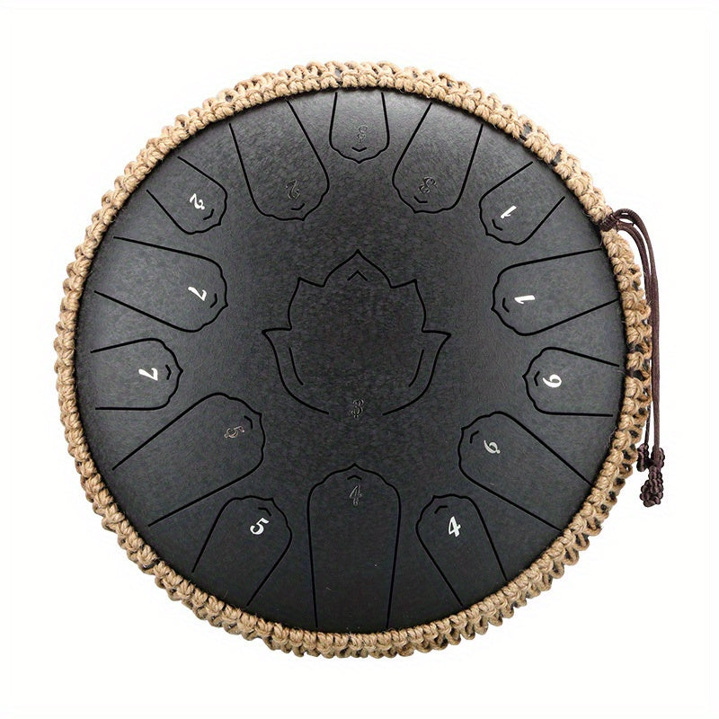 Glucophone Steel Tongue Drum - 33.02 cm, 15 Notes, Key Of C - Handcrafted Drum for Meditation, Yoga, Relaxation - Eid Al-Adha Mubarak