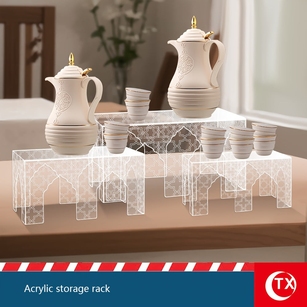 Introducing a range of shelves inspired by Ramadan, featuring a castle motif and available in three sizes. These versatile shelves are ideal for organizing household items, showcasing collectibles, serving cakes and desserts at gatherings, and displaying