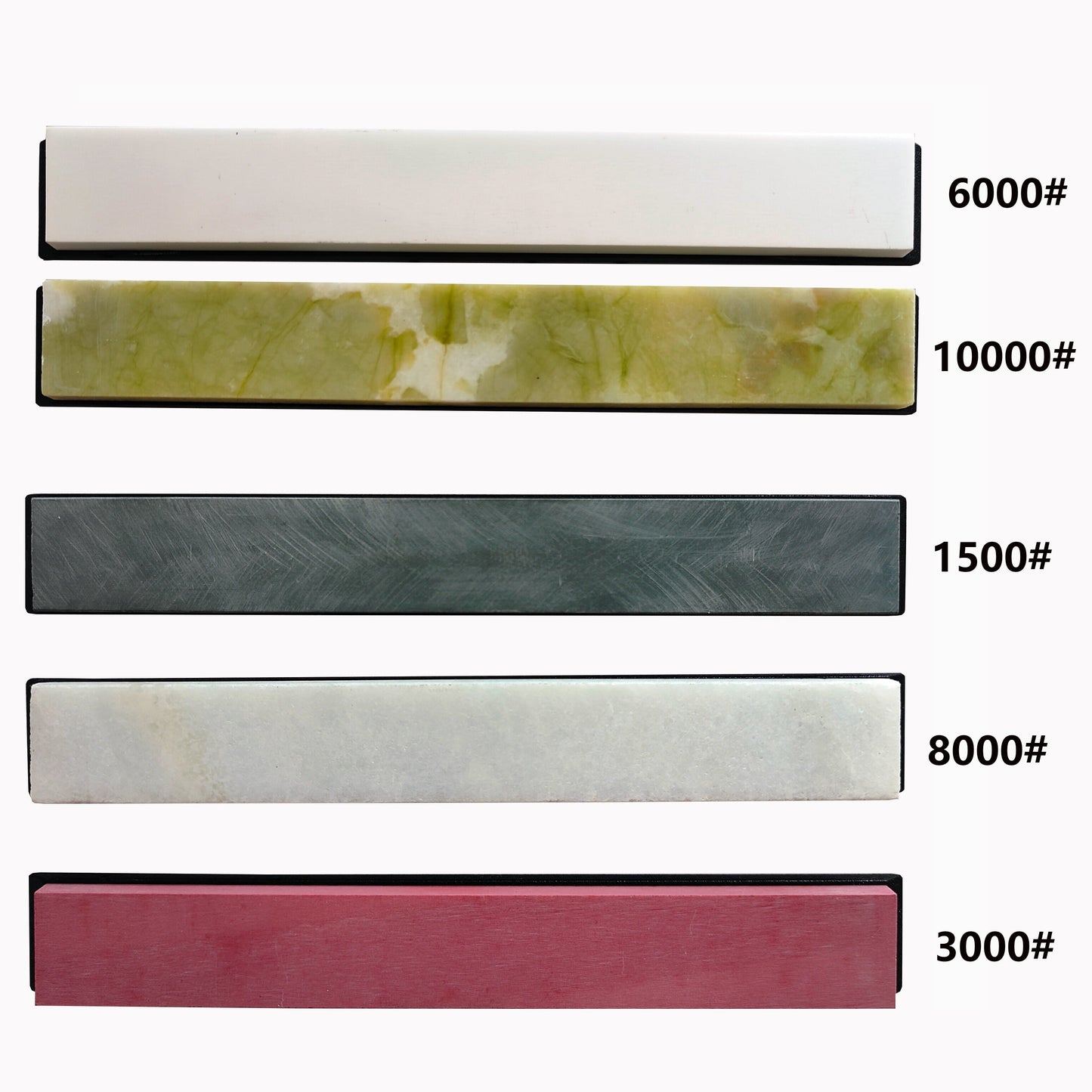 Set of 5 high-quality sharpening stones for Ruixin Pro - Includes grits ranging from 1500 to 10000#, designed to be durable and user-friendly for sharpening kitchen knives.