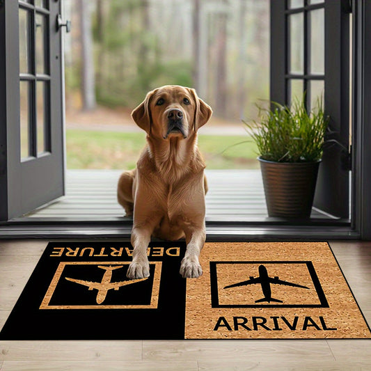 Non-Slip Door Mat with Plane Design - Made from Machine Washable Polyester, Suitable for Indoor and Outdoor Use. Great for Entryways, Bedrooms, and Home Decor. Comes in Various Sizes: 38.1x58.42cm, 48.26x78.74cm, 58.42x88.9cm, 78.74x119.38cm.