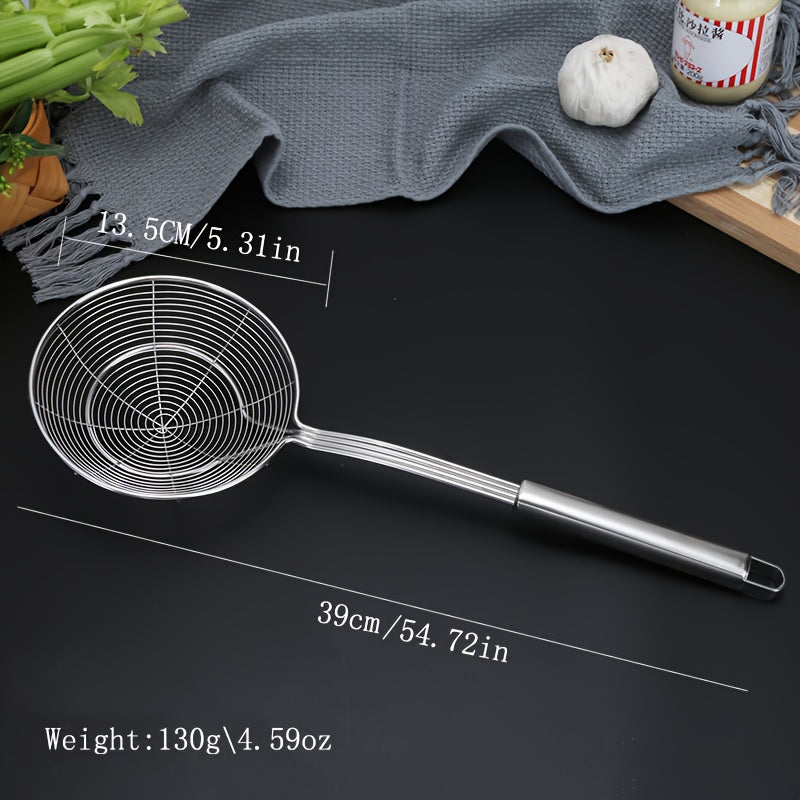 Stainless Steel Wire Skimmer Ladle with Handle - Perfect for Frying and Cooking in the Kitchen