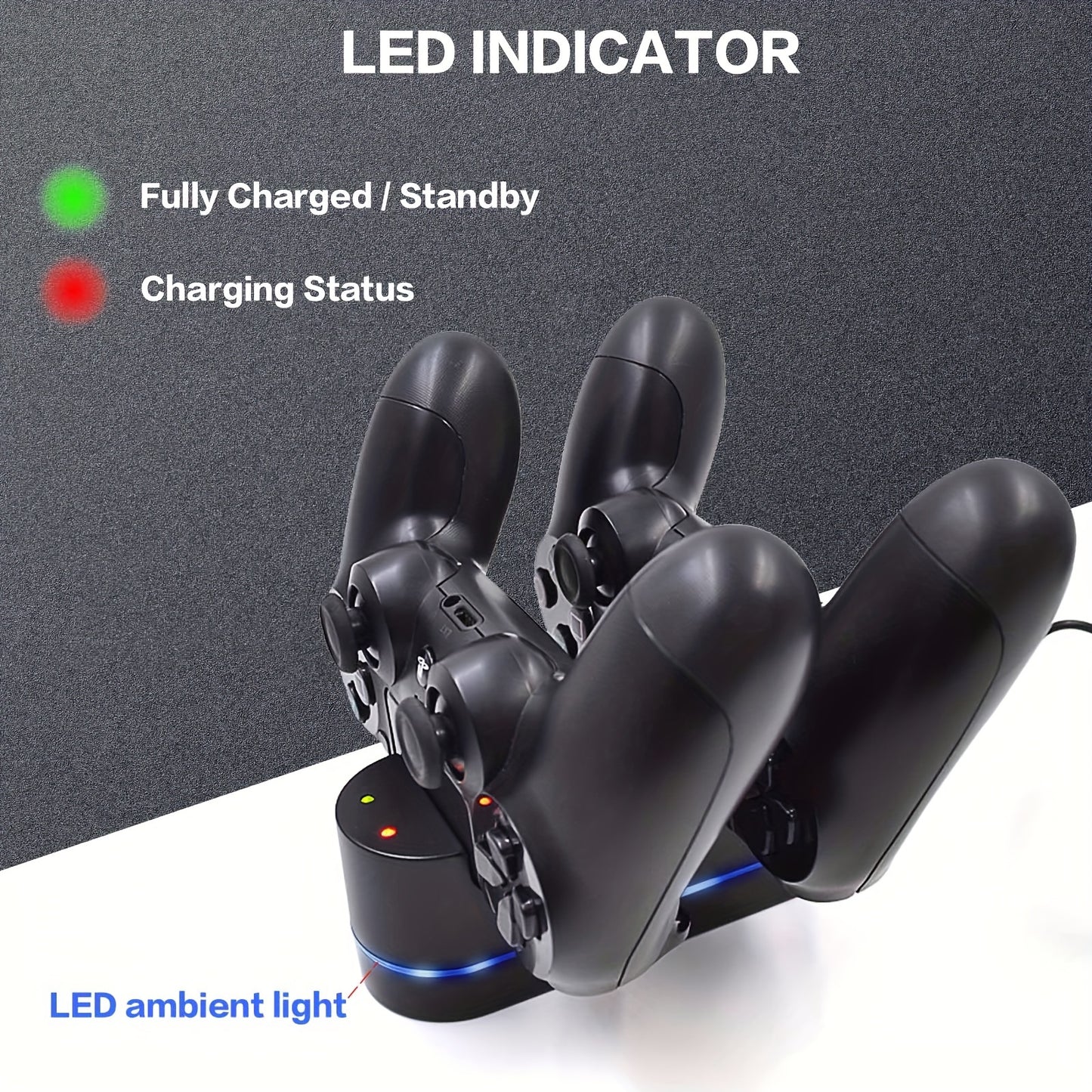 PS4 Dual Handle Charger Stand with Indicator Light for Slim and PRO models.