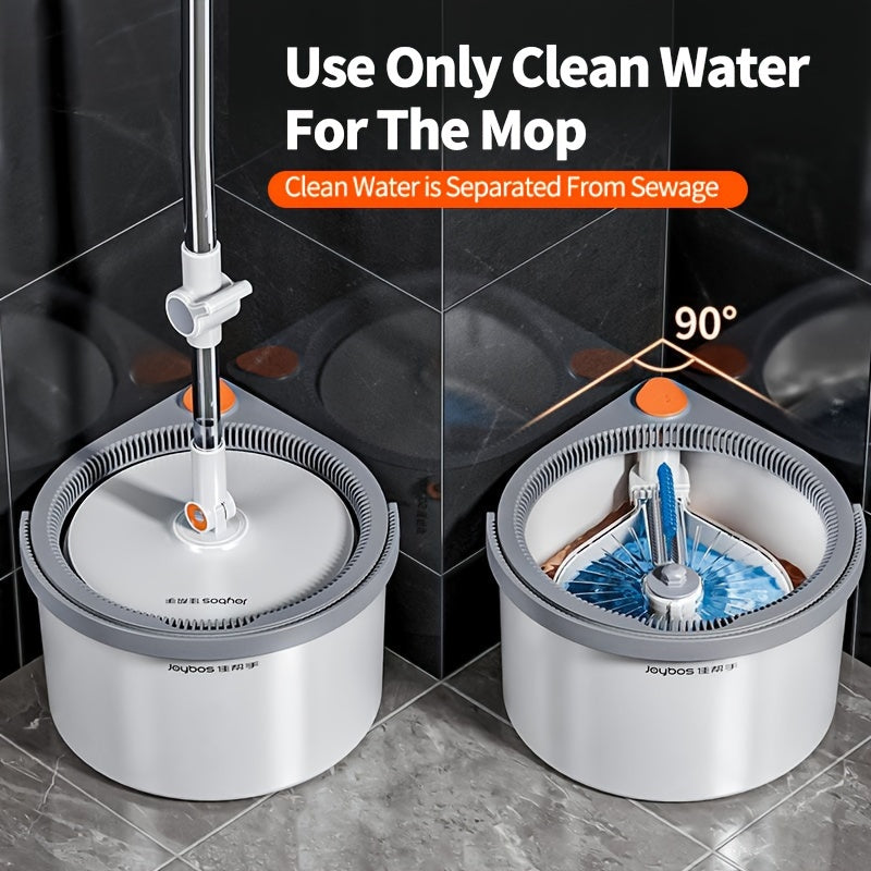 Joybos Round Swivel Mop and Bucket Set features a Dirty/Clean Water Separation System, Self-Swivel Mop Head for Hardwood and Marble Floors, and includes 4 Pads.