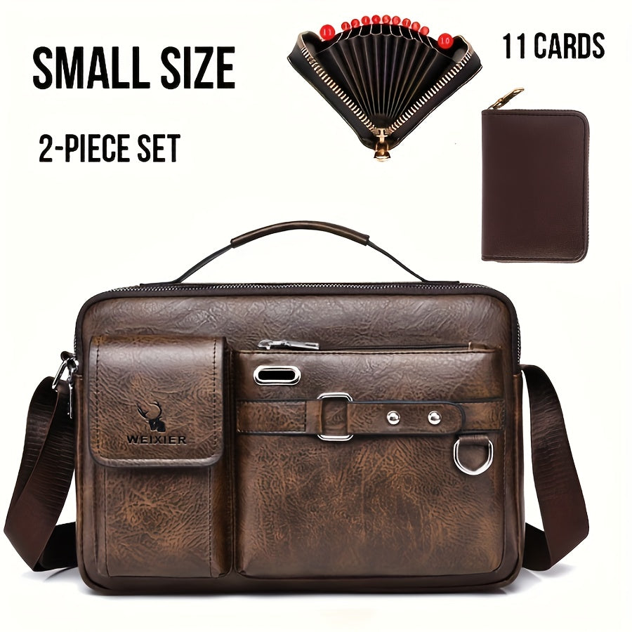 WEIXIER shoulder bag set includes satchel, casual bag, card holder wallet with multi-card slots.