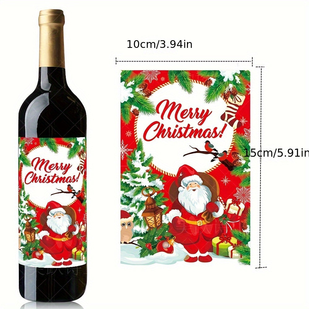 Christmas wine bottle labels for festive parties made of paper, no electricity needed.