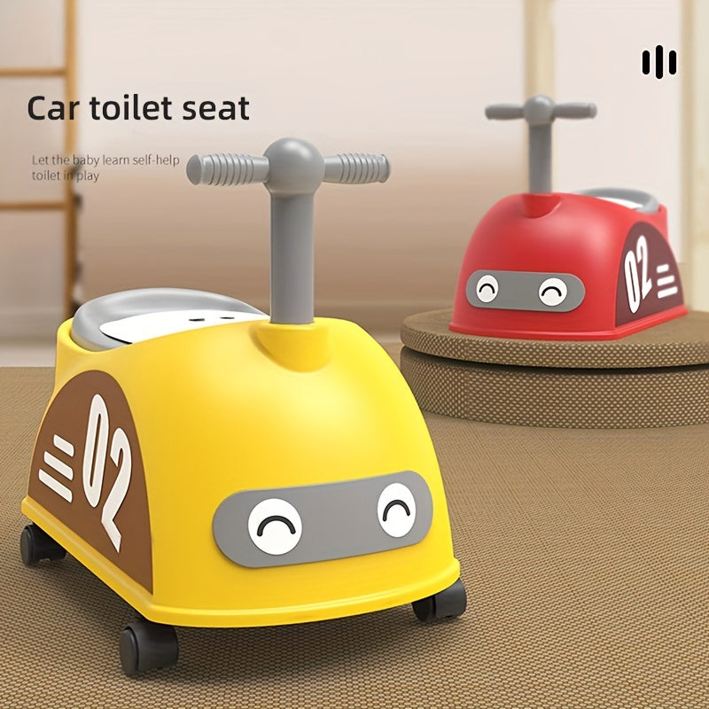 Kids' fun car-shaped toilet seat made from easy-to-clean, green PP material for home use.