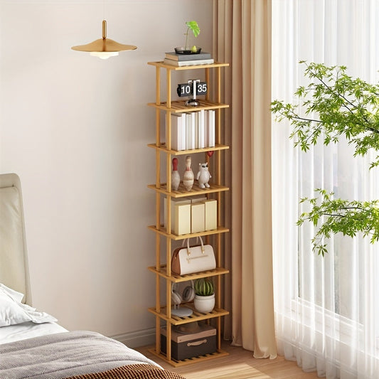 The bamboo shoe rack is crafted from high-quality moso bamboo sourced from high-mountain regions. With 3 to 8 customizable layers, this rack is easy to install, disassemble, and reassemble whenever needed. Perfect for small entryways, it provides a