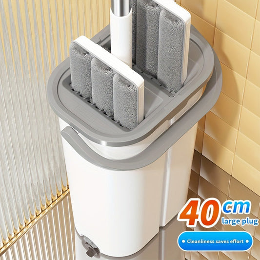 Get your hands on the Self-Washing and Drying Flat Mop System with Bucket featuring a Stainless Steel Microfiber Pad, ideal for use in both home and office settings. This versatile mop is perfect for cleaning the living room, bedroom, bathroom, and