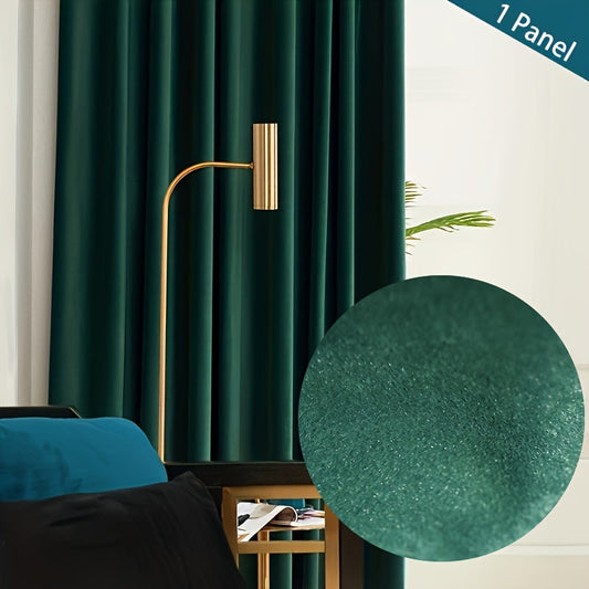 Dark green velvet curtains, perfect for adding elegance and insulation to any room. These solid velvet curtains in a rich shade of dark green are ideal for creating a cozy and dark bedroom ambiance. They can be hung on a pole for easy installation. Made