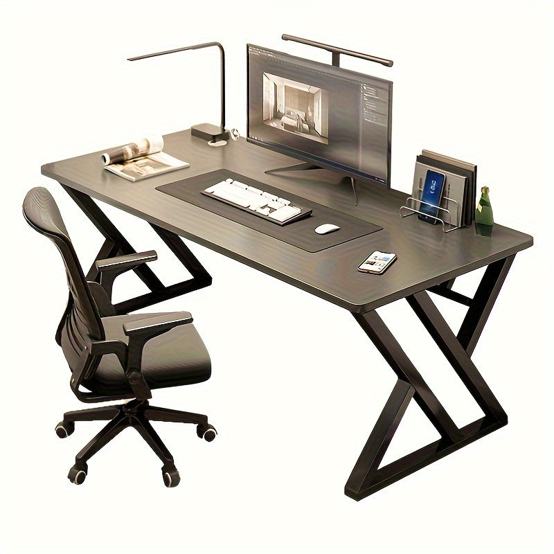 Multi-functional, sturdy white wooden desk for gaming, work, and study with decorative accents.