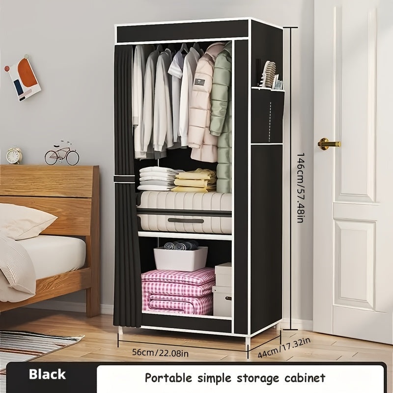 Conveniently Assemble Your Non-Woven Fabric Wardrobe - Roomy 3.2 Cubic Feet Storage Closet with Sturdy Metal Frame for Bedroom, Rental Housing, Organizing Clothes, and Home Storage. Easy to Set Up, Moveable Closet Solution