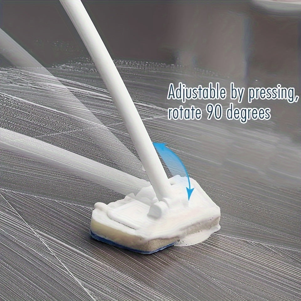 Versatile Cleaning Brush with Swivel Head and Long Handle - Medium Firmness Sponge Scrubber for Bathroom, Kitchen, Car, and Wall Tiles. No Electricity Required, Comes with Various Components.