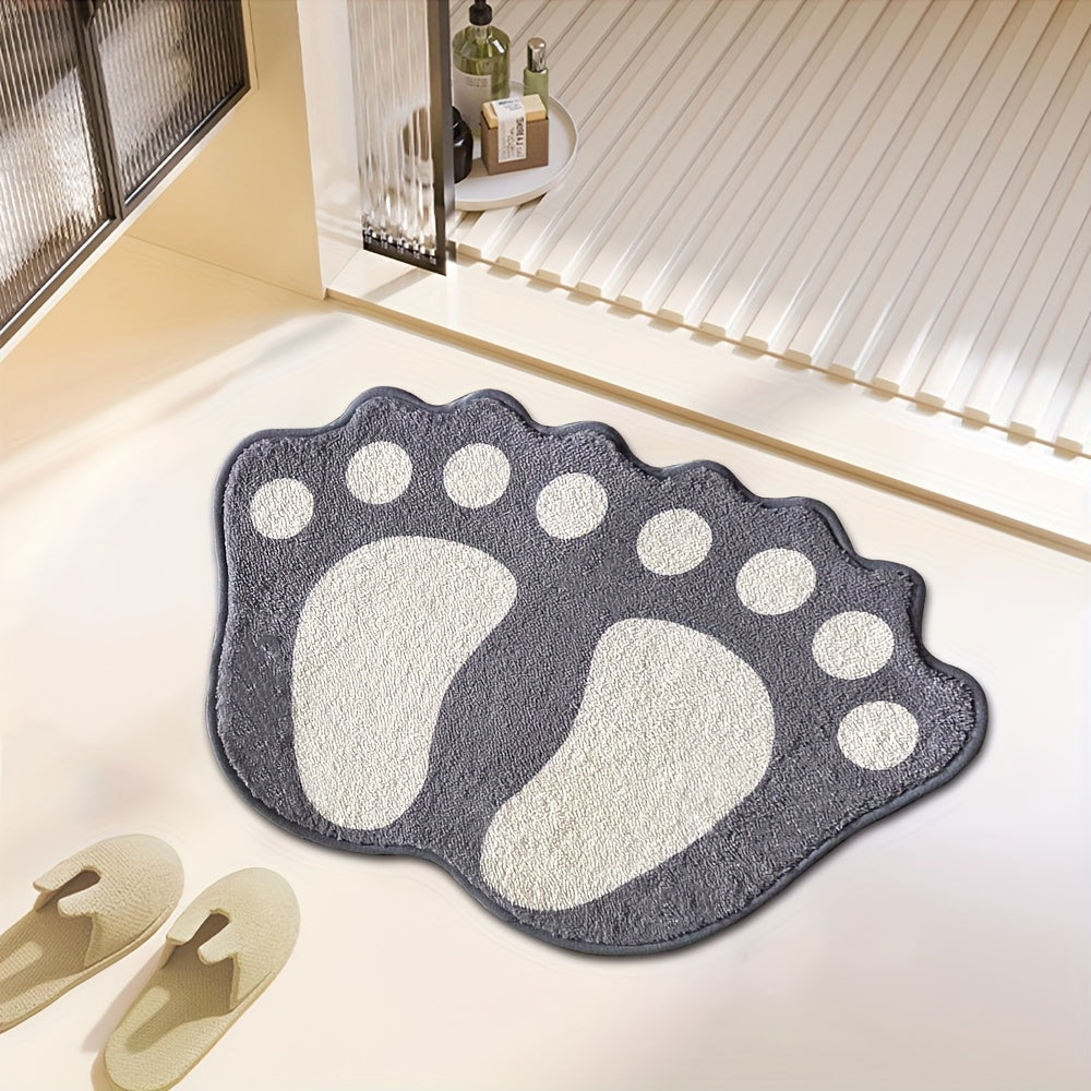 Microfiber bath mat with non-slip grip, perfect for bathroom, toilet, shower, and kitchen. Features a cute footprint pattern for home decor and bathroom accessories.