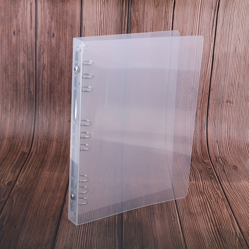 A durable and lightweight transparent twill PP binder shell with A6 A5 B5 sizes and five or six holes.