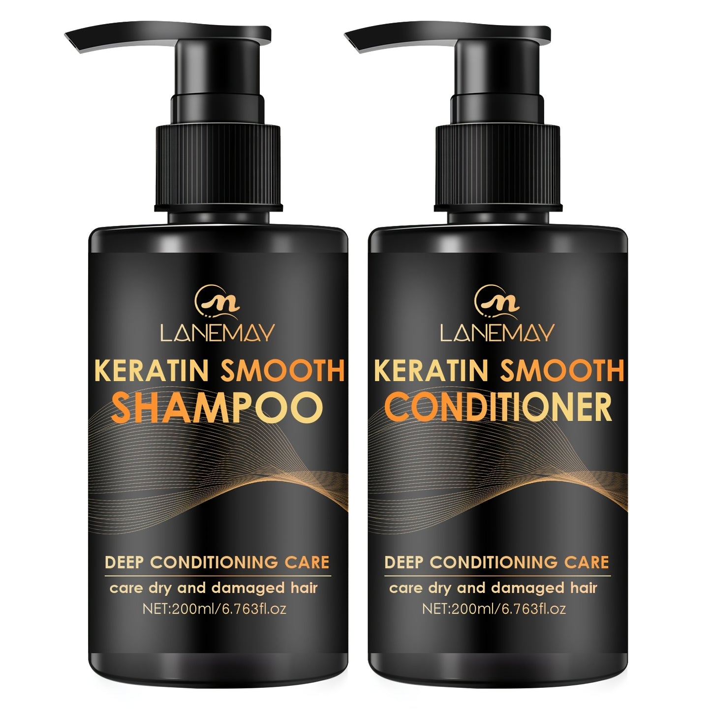 2pcs Keratin Smooth Shampoo and Conditioner Set - Moisturizes hair, strengthens, prevents breakage, and suitable for all hair types.