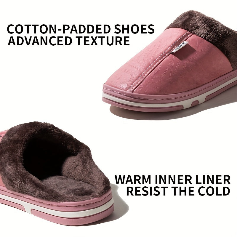 Men's cozy house slippers with anti-skid sole and fuzzy lining for indoor wear in autumn and winter.