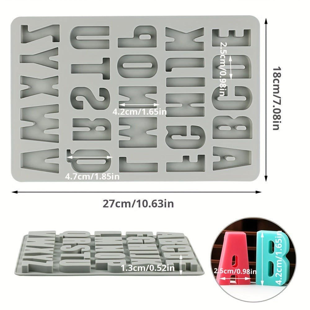 Silicone Mold Set with Large Alphabet Letters - Perfect for Crayons, Chocolate, Biscuits, Ice Cubes, Drop Glue, Handmade Soaps, and Cake Decorating. Ideal for Baking and DIY Projects.