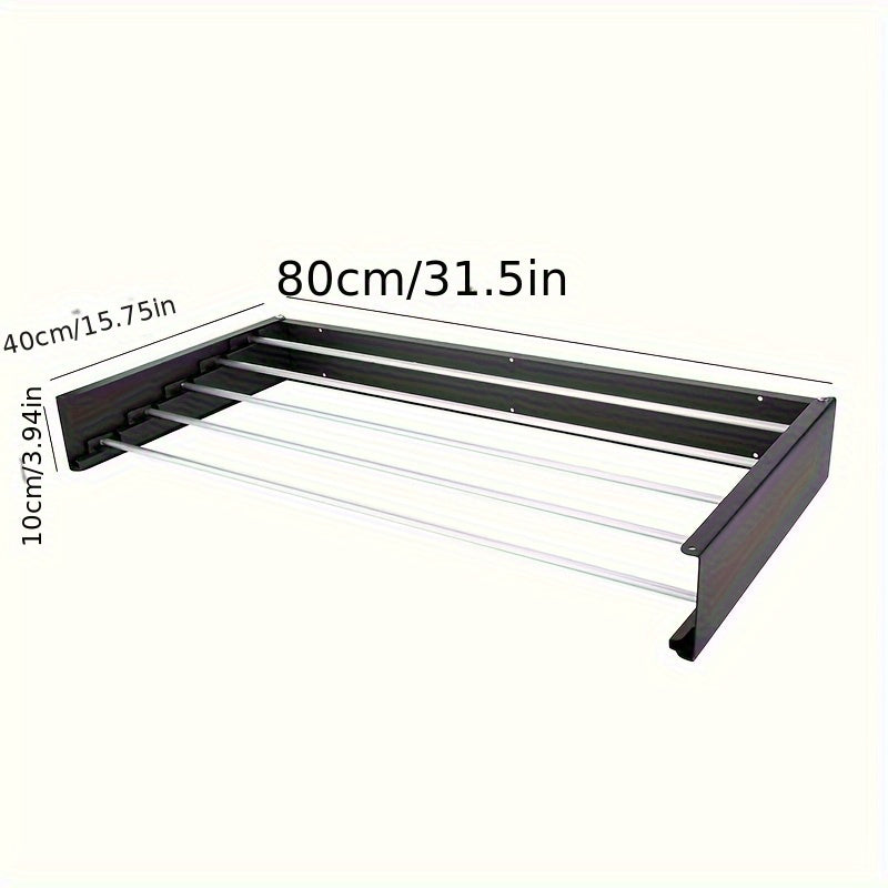 This towel drying rack is foldable and can be easily hung on the wall, making it perfect for use in the bathroom, balcony, living room, or dormitory. It is made of metal and comes in black or white. Each purchase includes 1 piece of the drying rack.