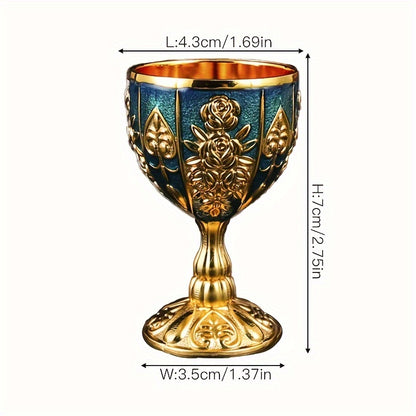 Small golden wine glass, high-footed wine glass, golden cup, banquet wine glass, tea water cup, holy water cup, wine accessories, decorative ornaments.