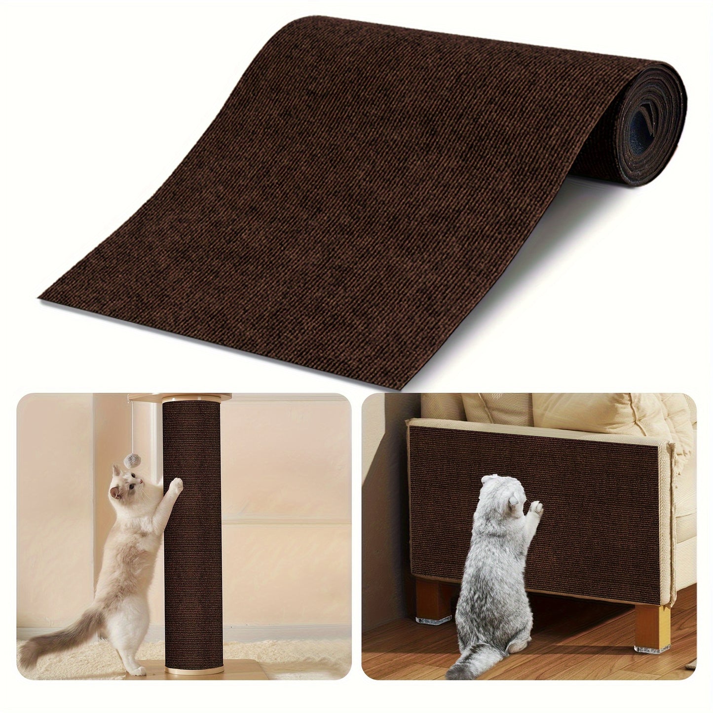 1pc WhiskerWonders Polyester Cat Scratching Mat - Self-Adhesive, Durable Felt Scratch Pad for Wall & Furniture, Multi-Size Pack for All Cats