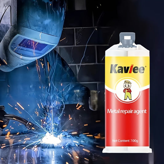 KAVLEE 100g Magic Repair Glue - Strong AB Metal Bonding, Heat and Cold Resistant, Quick Application with User-Friendly Packaging and Cold Weld Technology.