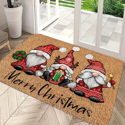 This Christmas Gnome Door Decoration Mat is perfect for keeping your home clean and festive. Made of durable polyester, it is dirt resistant and easy to clean. The mat is 1 centimeter thick and weighs 800 grams per square gram, making it ideal for both