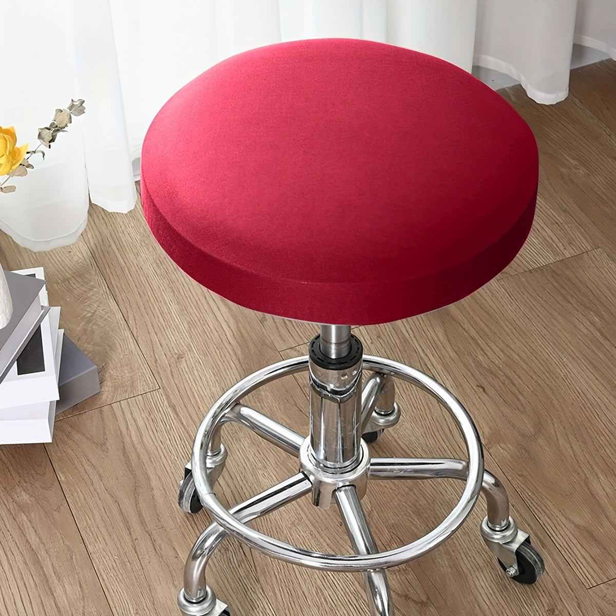 Waterproof round stool cover made of milk fiber fabric with elastic.