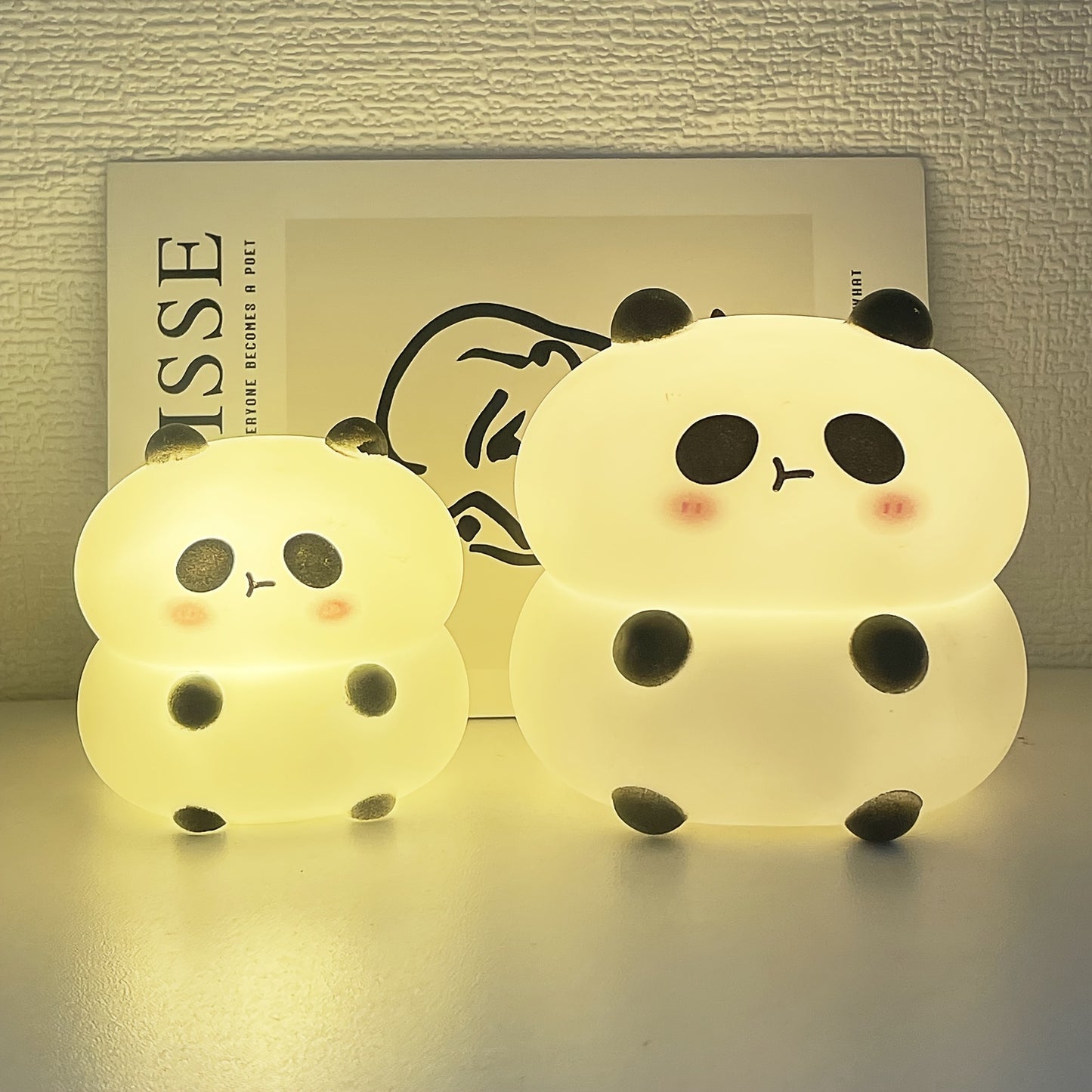 Asian-inspired 1pc Panda Night Light with soft glow, battery-operated LED Mini Lamps for desk decor.