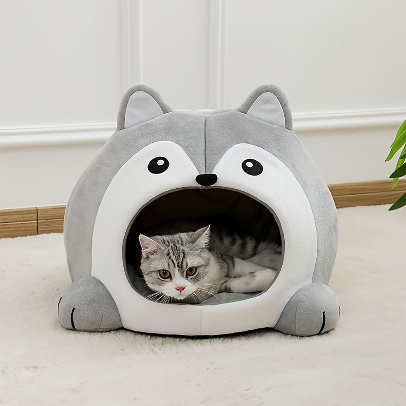 Cozy cat bed for puppies and kittens, providing a warm and soft sleeping area.