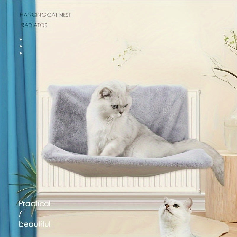 Detachable, foldable hammock for cats and small dogs made of cozy polyester.