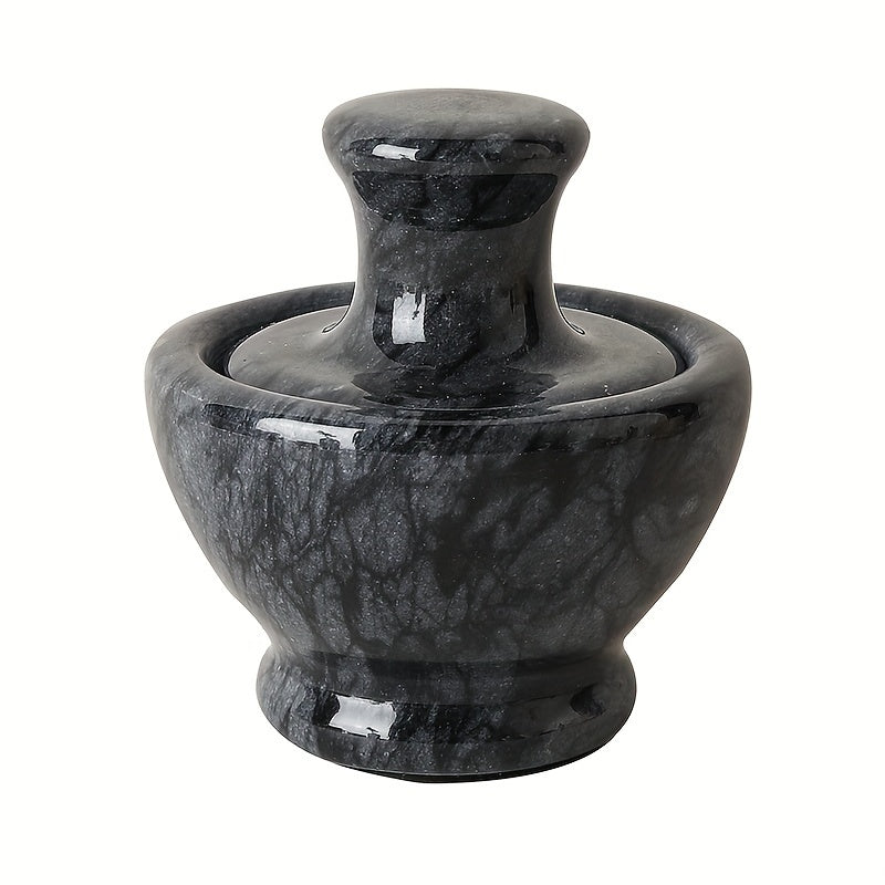 Marble Mortar and Mushroom Pestle Set - 9.65 cm, 1/2 Cup Capacity - Stone Grinder for Crushing Pills and Spices - Easy to Use and Clean - Effortless Fine Grinding - Natural Black and White Stone Grinder.